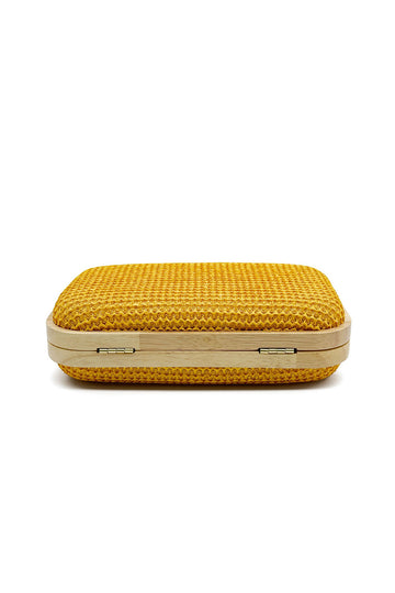 Yellow Handmade Wooden Clutch Bag